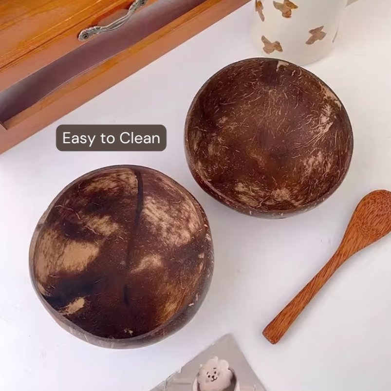 Natural Coconut Bowl and Wooden Spoons set - Decor 4 Life